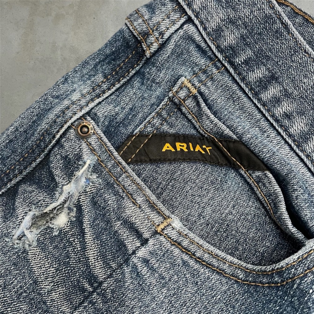 Ariat Rebar M4 Relaxed Bootcut Jeans Mens 34x34 Blue Denim Workwear Utility - Picture 6 of 9